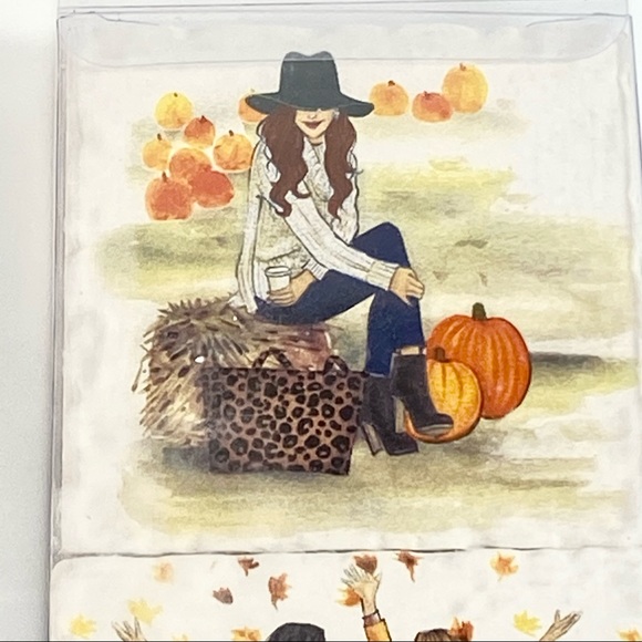 Rongrong Girls Fall Ceramic Coasters Set of 8 - Picture 5 of 7